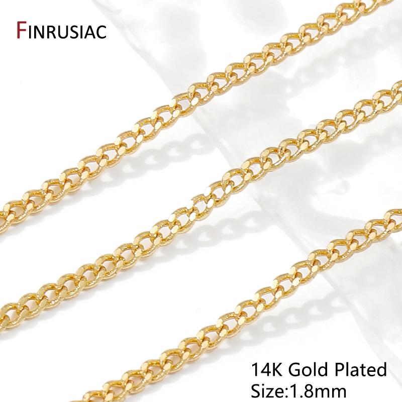

14/18K Gold Plated Brass Cuban Link Chain For Necklace Bracelet Making,DIY Jewelry Making Accessories,Jewelry Material 1 meter