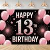Party decorations for a 13th birthday, official backdrop for a teenager, black and purple balloon background, photo banner for...4541