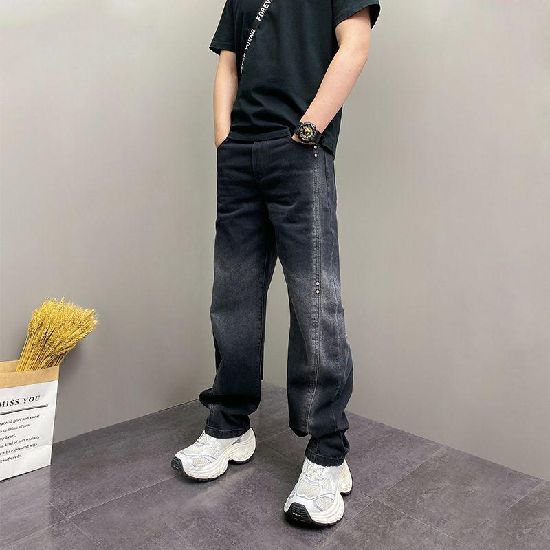 2025 Autumn High Street Loose Straight-Leg Jeans: Versatile Washed Punk Trousers