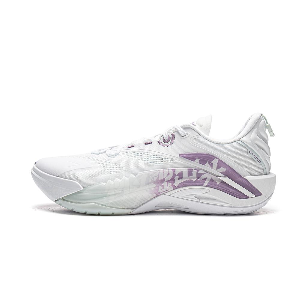 Li Ning Abrasion Resistant Rebound Grip Low top Basketball Shoes Men's White Purple ABFV005-12