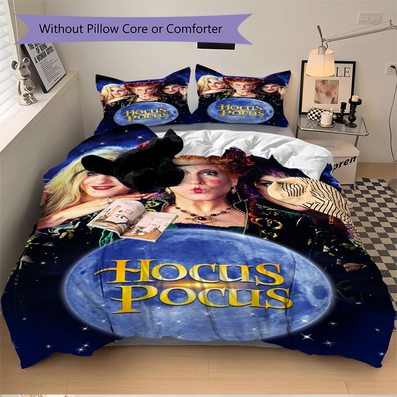 Hocus Pocus Magic Night Print 3Pcs Bedding Setduvet Cover With 2 Bedropillowcase Home Birthday Gift