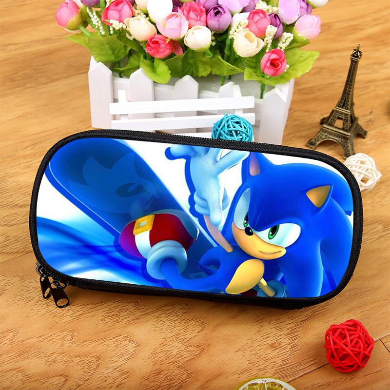 Sonic The Hedgehog Large Capacity Pencil Case With Nylon Material For School Supplies