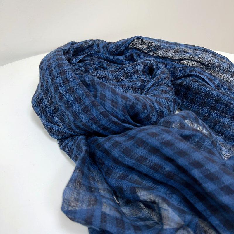 Spring/Summer Checkered Linen Women's Scarf