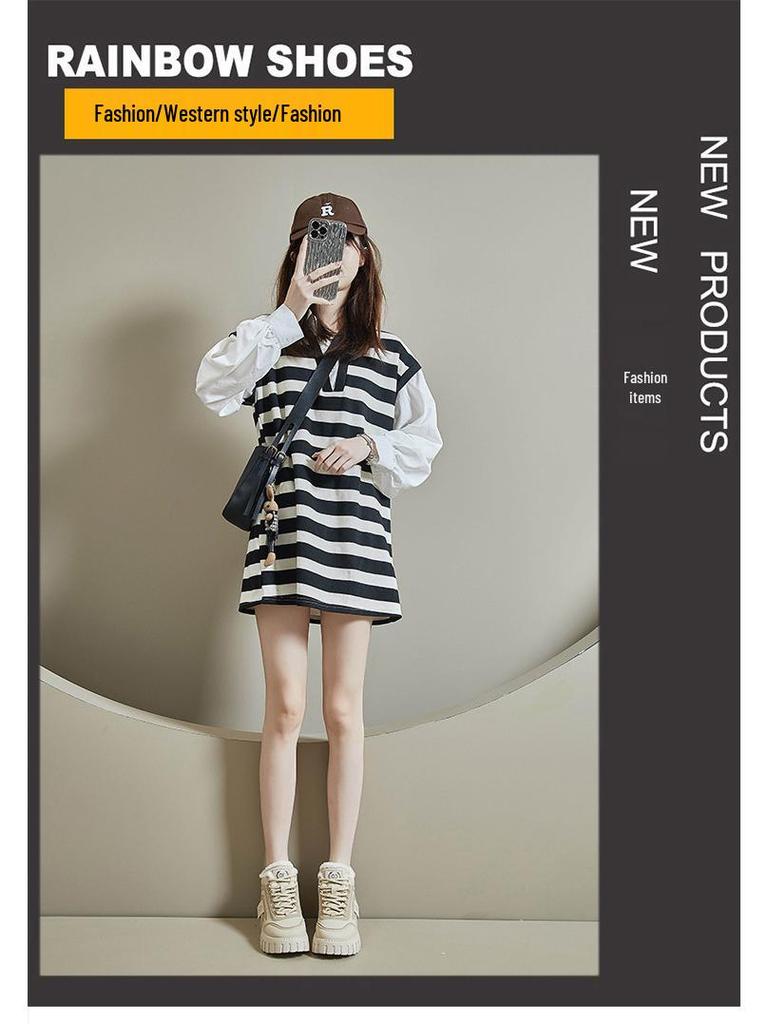 2024 Women's Korean High-Top White Winter Sneakers, Thick-Soled and Warm for Students, Style XX-12261-1