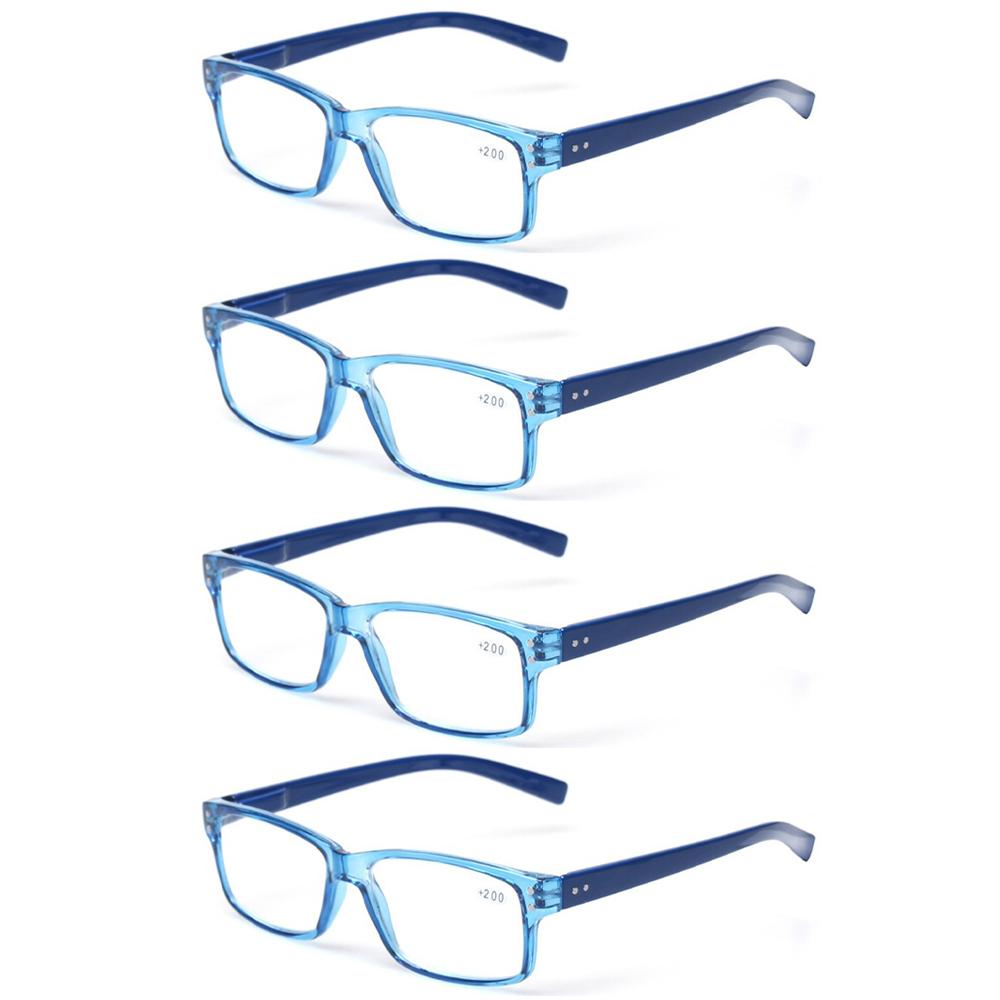

Turezing 4 Pack Reading Glasses Spring Hinge Color Rectangle Frame for Men Women Prescription Eyewear 0