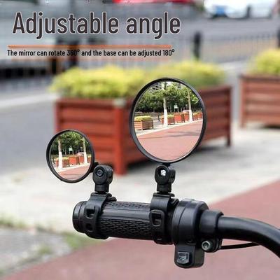 Universal Wide-Angle Convex Mirror for Bicycle, Mountain Bike, Electric Bike - Small Reversing Mirror with Reflector