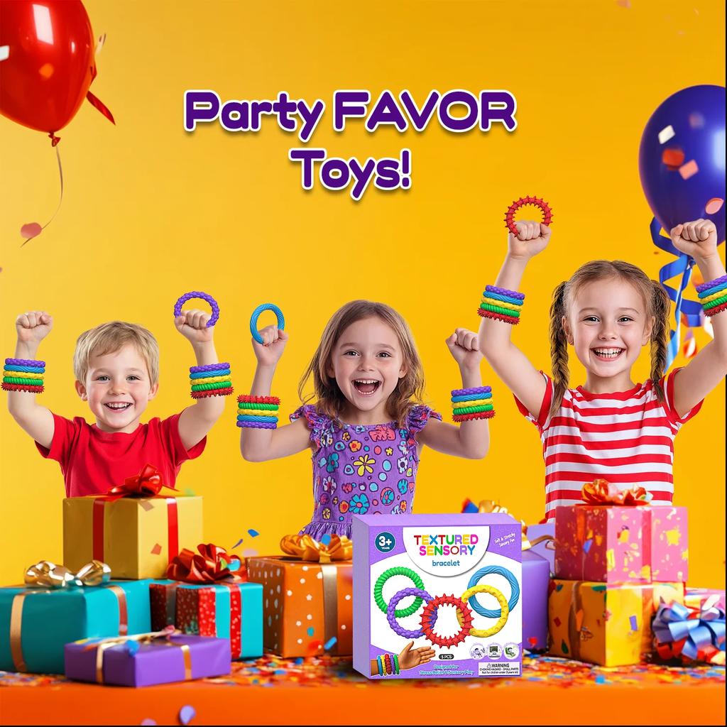 Zmyslové Fidget Hračky pre Dospievajúcich Dospelých - 5 Balenie Elastický Fidget Náramok | Textúra a Upokojujúce Zmyslové Hračky pre Autizmus pre Špeciálne