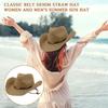 Classic Belt Denim Hat For Women And Men, Summer Sun Hat With Rolled, Western Denim Hat, Sun Hat