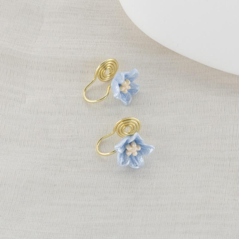 Kamelie Mückenspirale Halter Perlenblume Retro Ohrclips Ohrringe - Kein Piercing erforderlich
