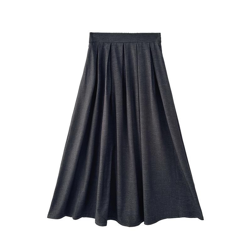 Autumn Winter 2025 High Waist Slimming A-line Long Skirt for Women
