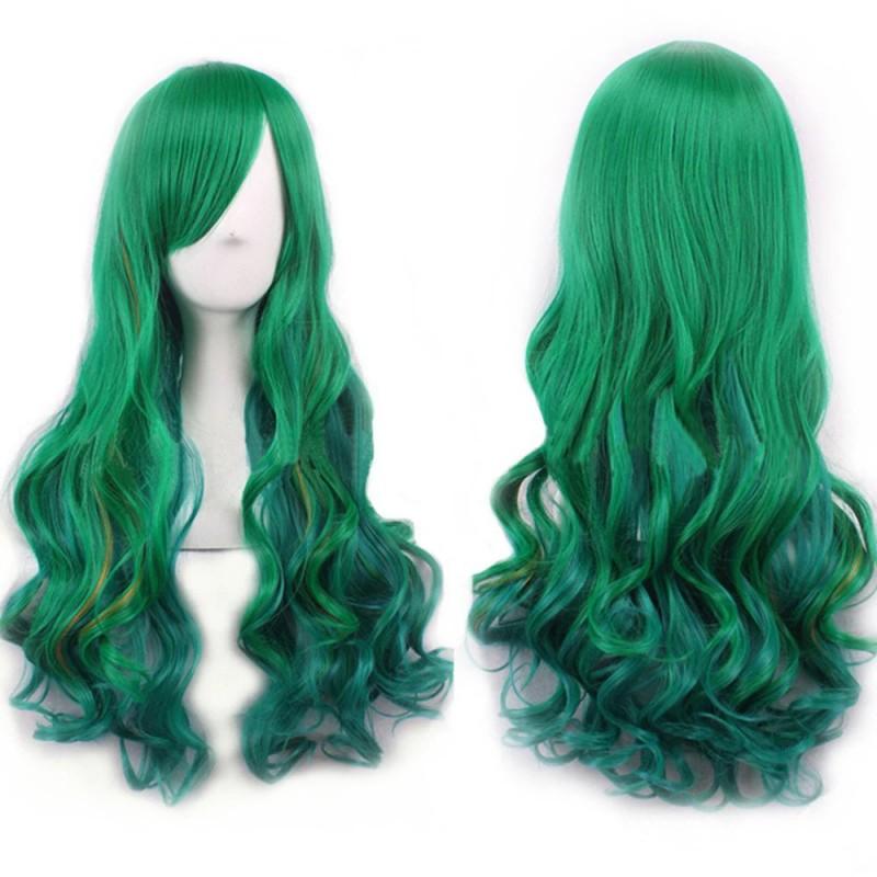 Farbverlauf Cosplay Perücke Langes Lockiges Haar Damen Lolita Harajuku Stil Anime Kostüm