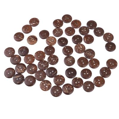 50pcs Carved Brown Round Coconut Wood Buttons for Sewing DIY Crafts