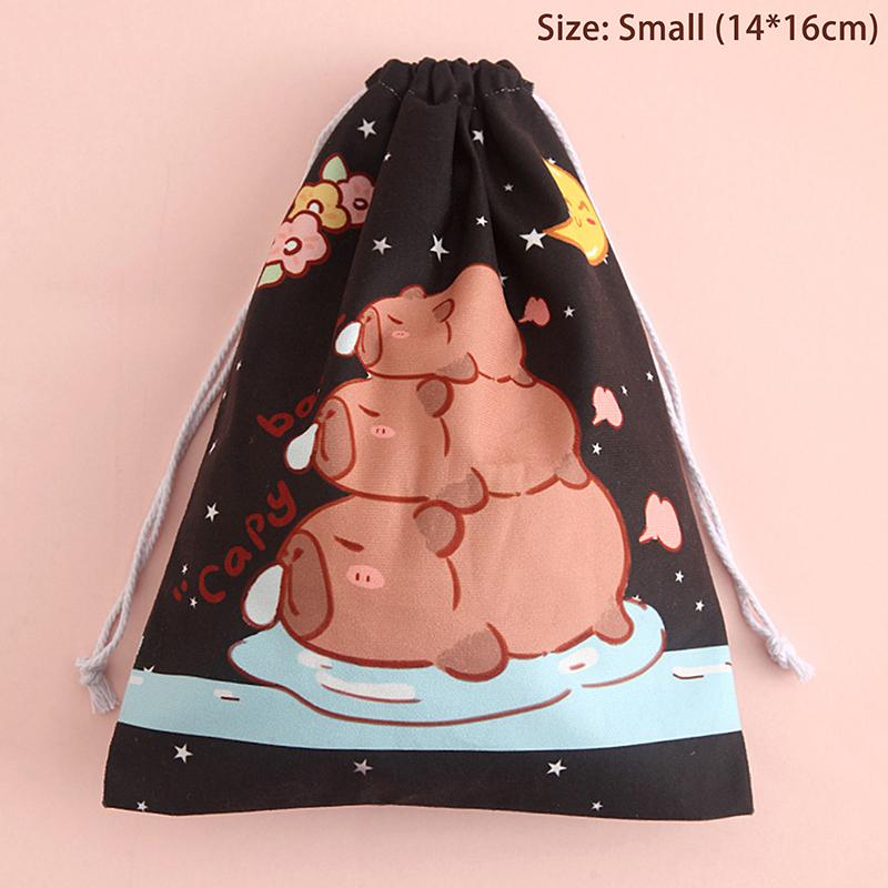 Capybara Travel Drawstring Tote Storage Bag Organizer Bag For Underwear Toy Handbag Storage Bag Cartoon Birthday Gift