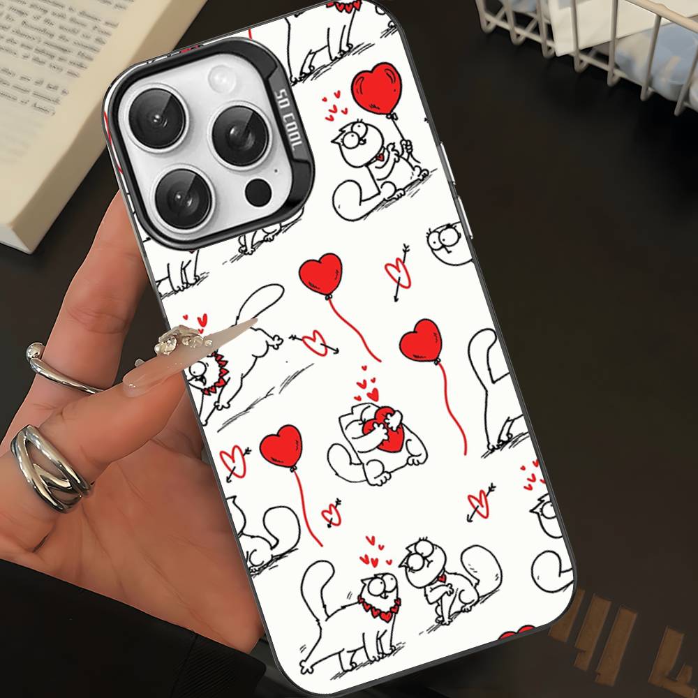Cute S-Simons Cat Phone Case For IPhone 17 Air 16 15 14 13 12 11 Pro Max Color Hard Cover