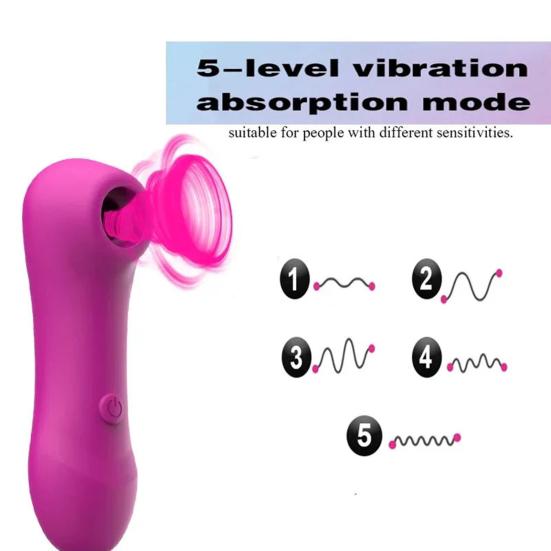 Mini Suction Vibrator Breast Massager Silicone Clitoral Stimulator with Multi-Frequency Modes Whisper-Quiet Waterproof Discreet Adult Toy