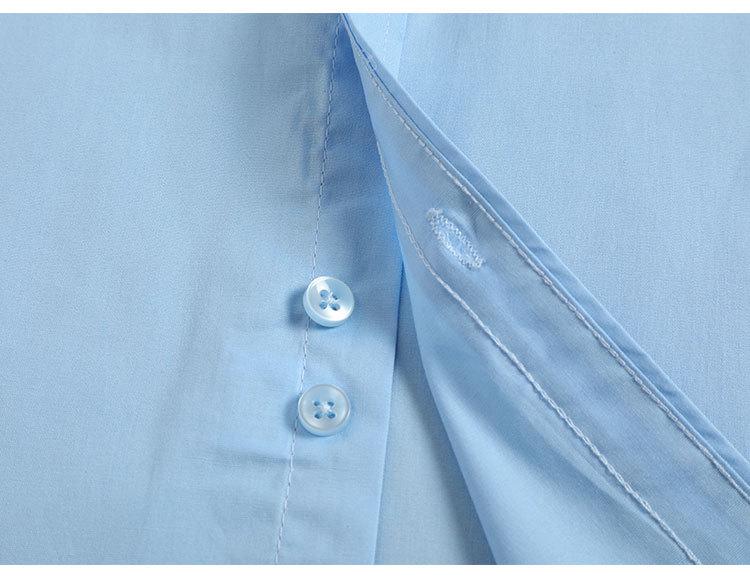 Boys' Blue Short-Sleeve School Uniform Shirt - Thin, Pure Cotton Summer Formal Wear for Middle & Big Kids