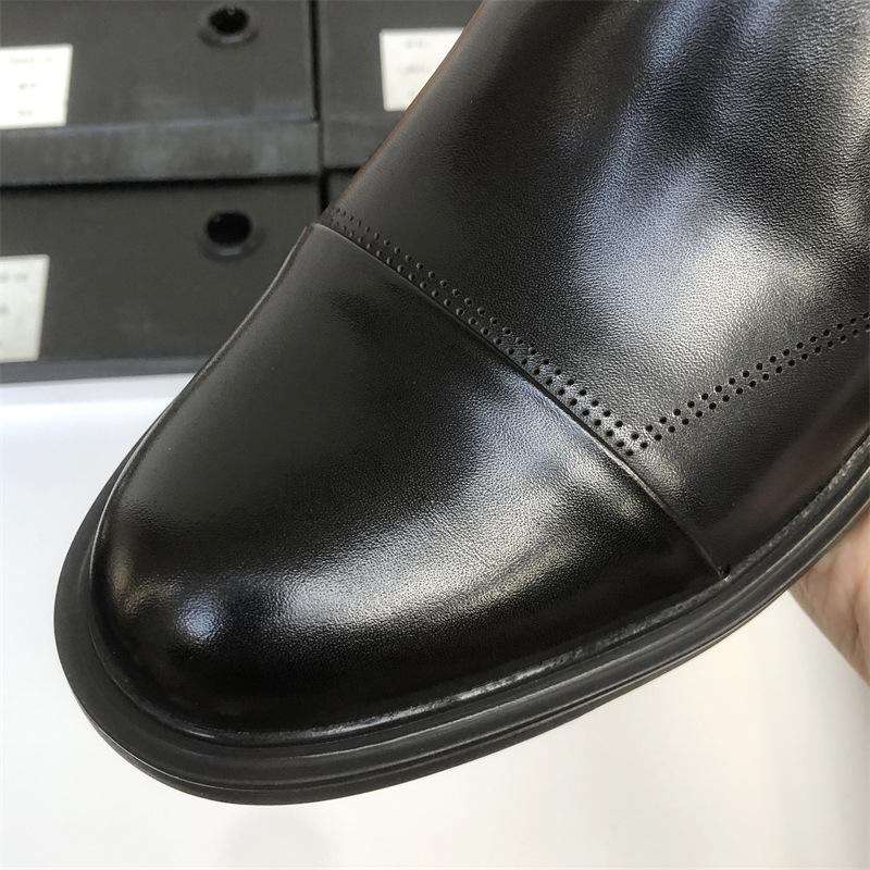 Široká hlava tříkloubové kožené boty Pánské obchodní šaty Kožené prodyšné svatební boty pro ženicha Pánské kožené boty s jedním pedálem