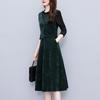 2026 Fall/Winter Elegant Versatile Long-Sleeve Faux Two-Piece Slimming Mid-Length Skirt