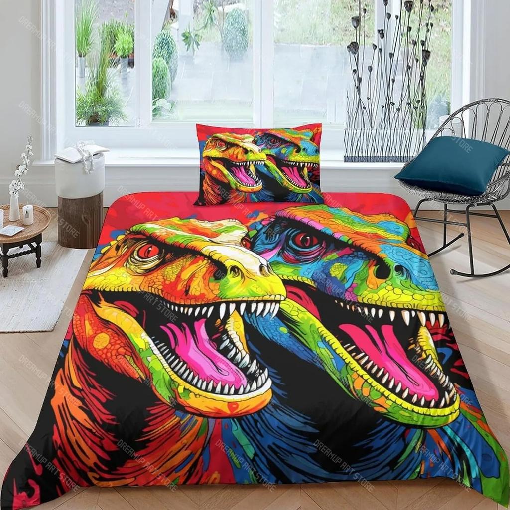 Cartoon Dinosaur Park World Duvet Cover Pillowcase Bedding Set Adult Boys Girls Bedroom Decoration Children Single Double S
