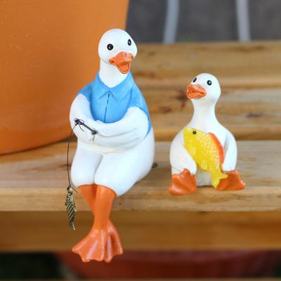2Pcs Nette Ente Statuen Wasserdicht Uv-beständig Lustige Cartoon Ente Garten