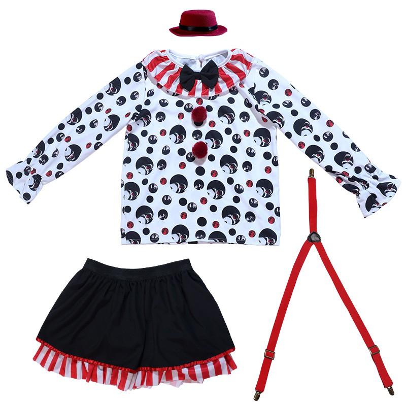Déguisement Clown Halloween Enfants Thème Cirque Robe Cosplay Tenue Unisexe Style Rue