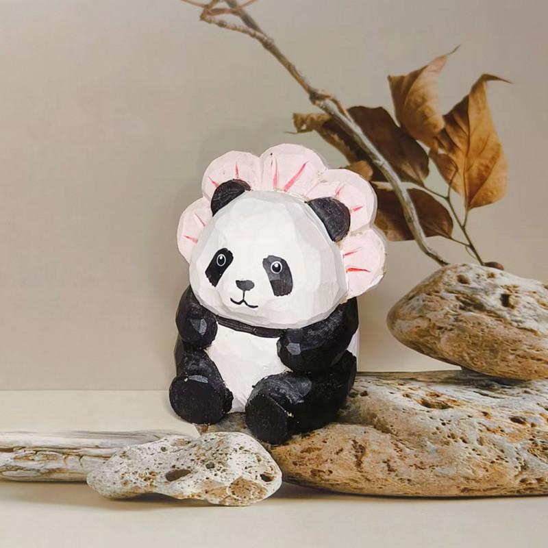 

Wooden Panda Decor With Keychain Pendant For Home Gift And Collection Panda C