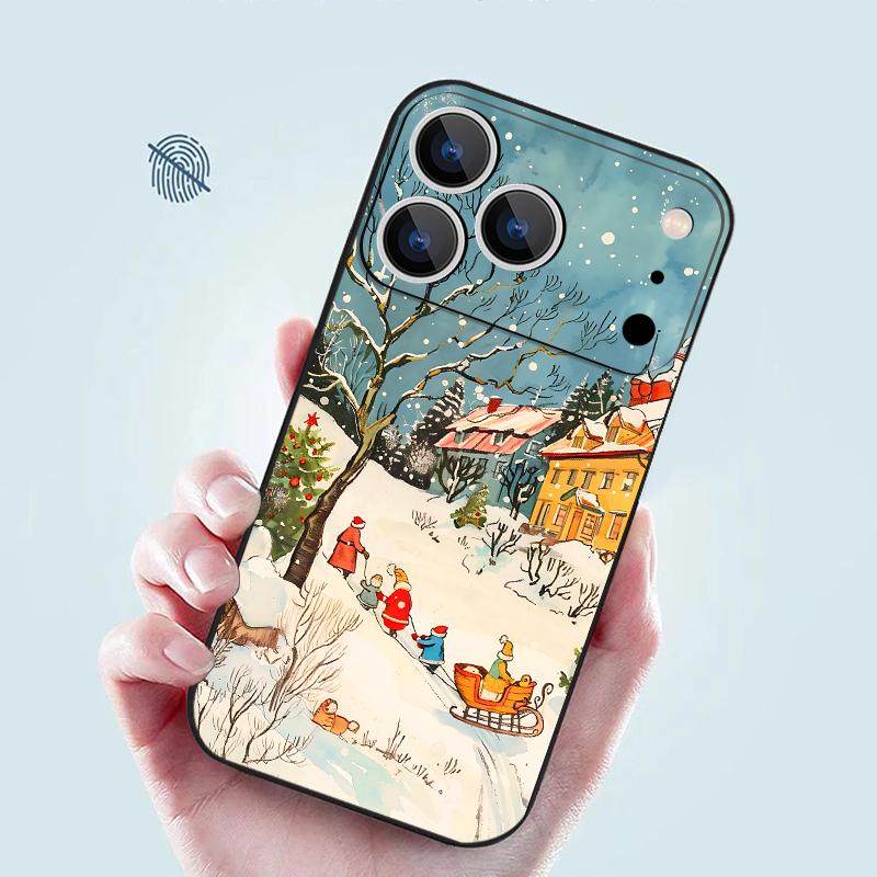 Cute Santa Claus Pattern TPU Soft Silicone Case For iPhone 17 Pro Max 16E 16 15 14 13 Pro Max 12 Pro 11 Shockproof With Lanyard Phone Cover Fundas
