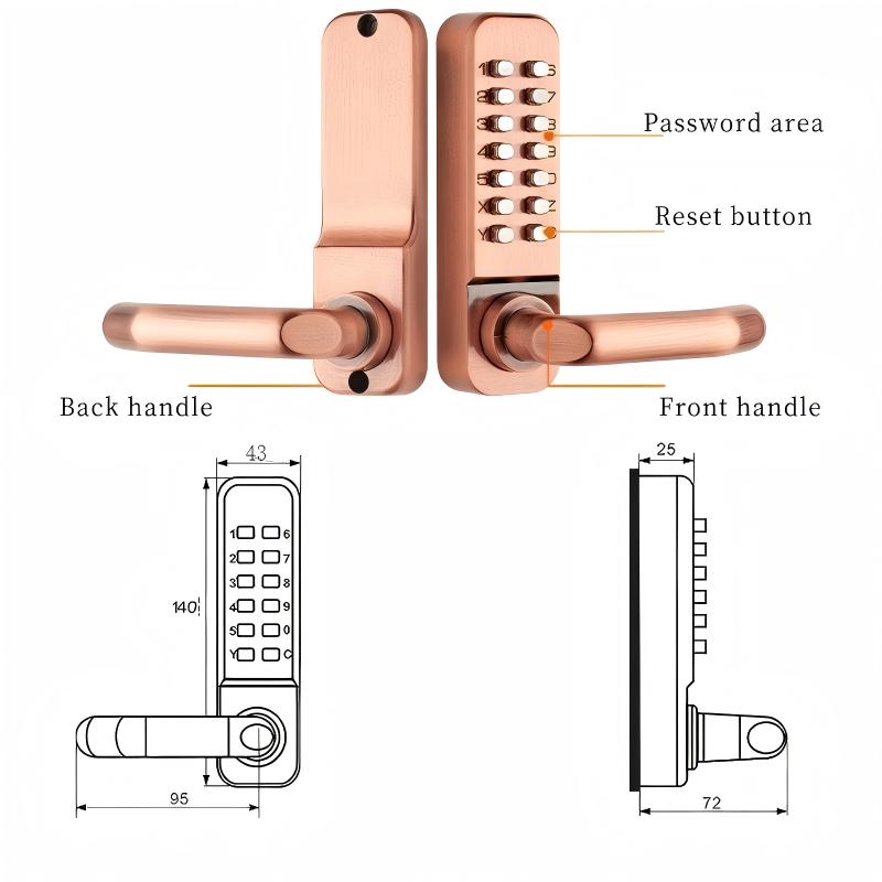 Mechanical Code Lock Waterproof Password Unlock Aluminum Alloy Anti-Theft Outdoor Door Lock