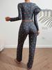 Women's European & American Style Printed Pajama Set: Long Sleeve Top & Long Pants, Casual Home Wear, Wearable Outdoors.