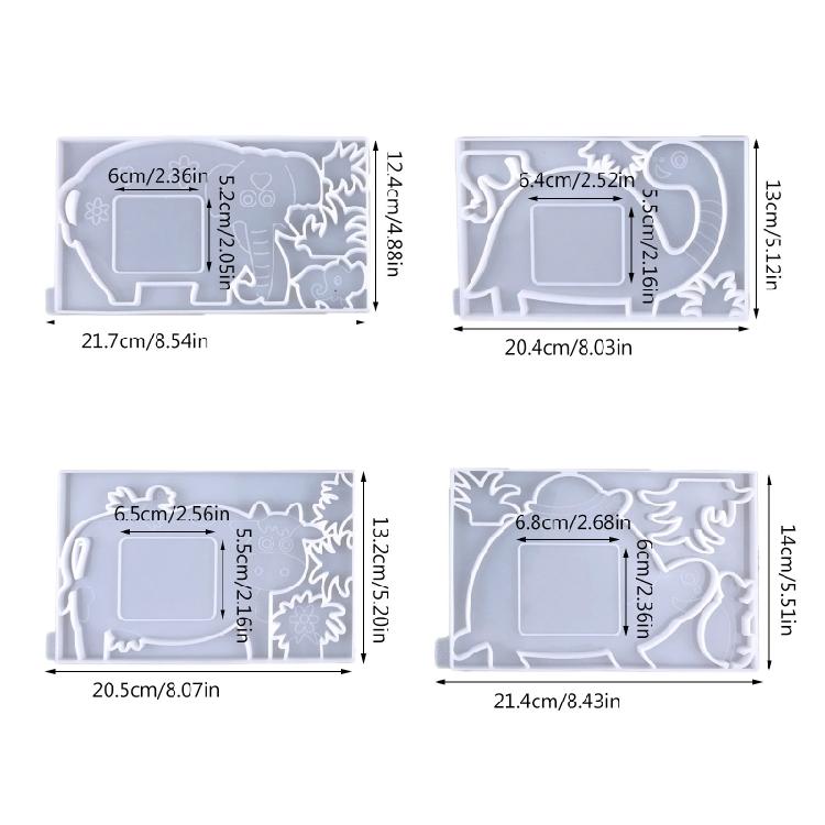 Elephant Cow for Turtle Photo Frame Pendant Silicone Mold Resin Casting Jewelry