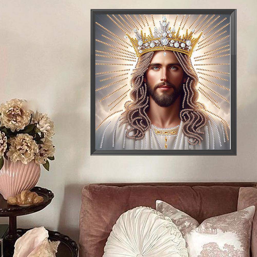 5D DIY Partial Special Shaped Diamond Drill Diamond Painting Kit Mary Jesus Decoration 30x30cm for Bedroom Classroom Living Room