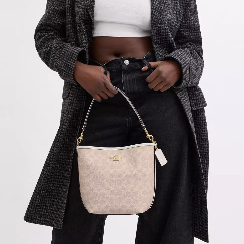 Coach City Bucket 17 Monogram Metal Logo Coated Canvas Bucket Bag Women Bags Sand CT800-IMXDM