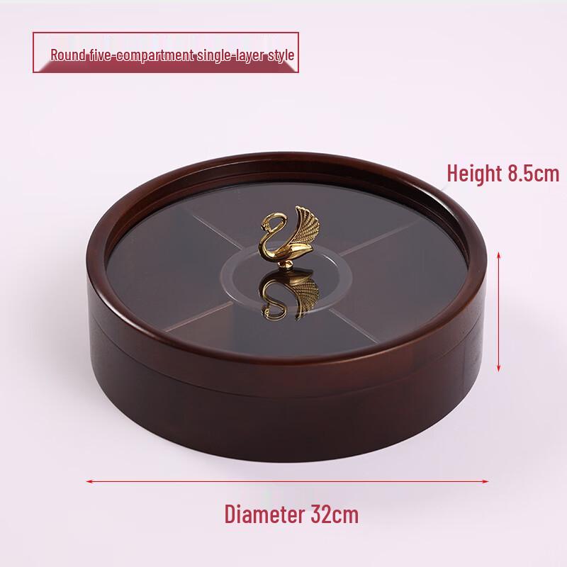 Handun Rubber Wood 5-Compartment Snack Tray with Swan Handle