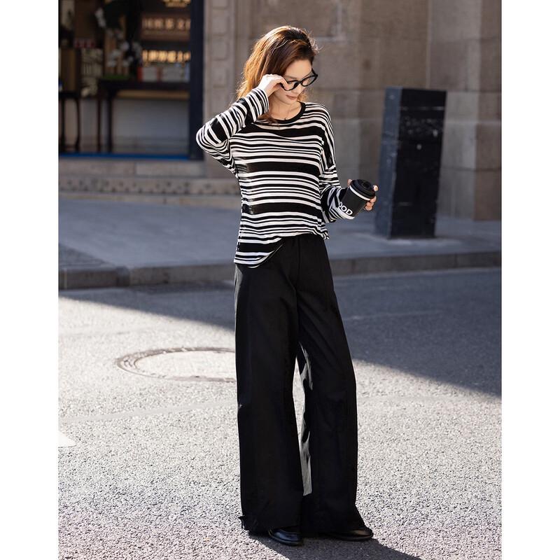 Demana Women's Lyocell Striped Long Sleeve T-shirt