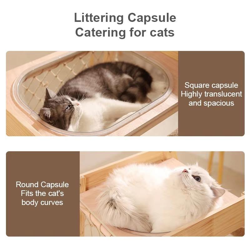Cat Climbing Frame Space Capsule Scratching Board Hammock Solid Wood Sisal Not Falling Chips Rugged Climbing Net Pet Supplies