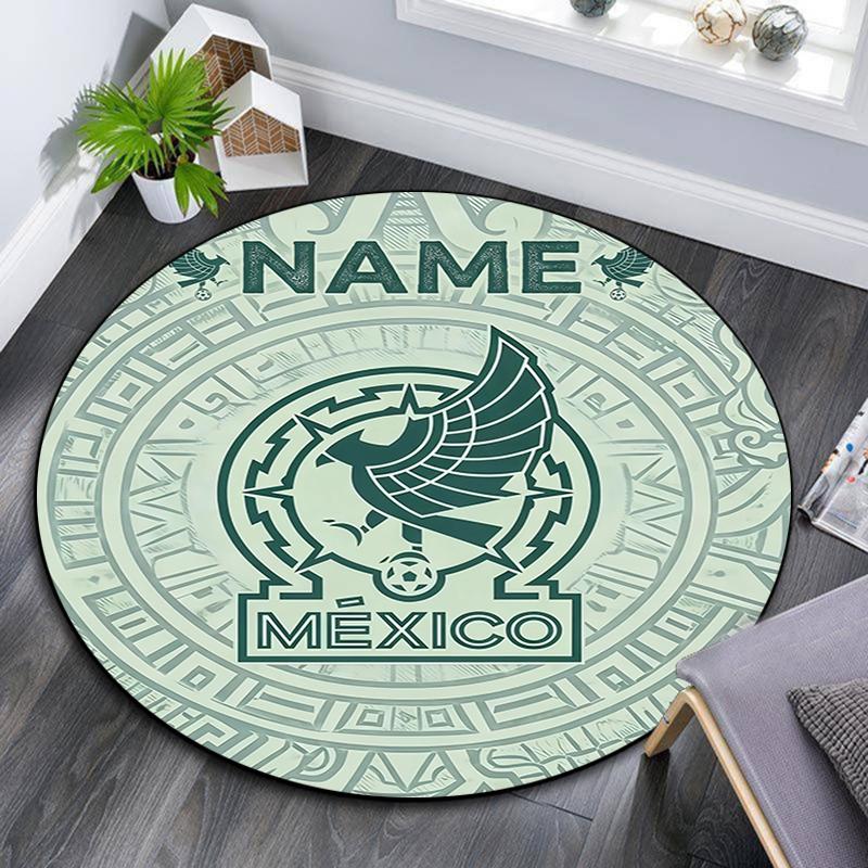 Custom Name,Mexico pattern round rug,Carpet Rug for Living Room Bedroom Playroom ,Non-slip Floor Mat,Holiday Gifts and Birthday Gifts.