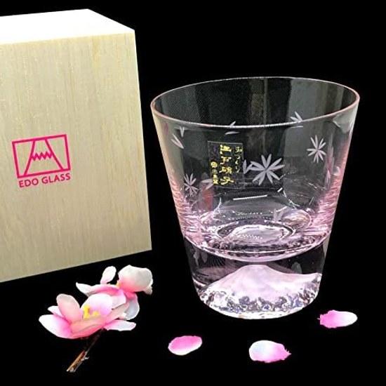 Gift / Present Genuine Product Tajima Glass Handmade Mount Fuji Rock Sakura Color Kiriko Valentines Day Wedding Celebration Beer Sake Whiskey Respect