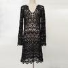 Long Hollow Crochet Seaside Holiday Beach Cover-up Jacket Swimsuit Cover-up Long Sleeve Sun Protection Women's Skirt