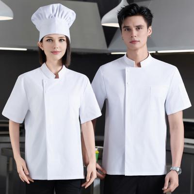 Chef Uniform Sweat-Wicking Stain-Resistant Washable Snap-Button Stand-Up Collar Work Clothes Restaurants Hotels Clubs Chef Coat