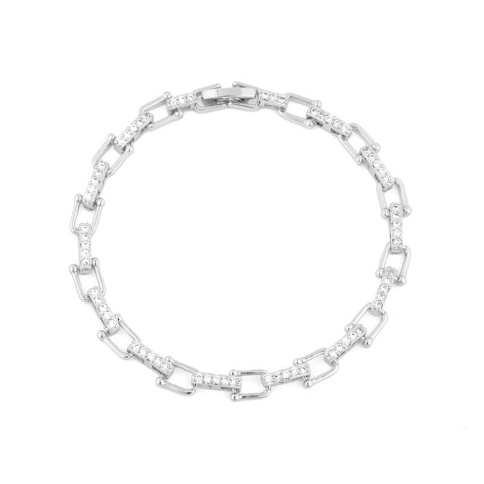 Armband - LUXENTER - Dordel - Strahlender Zirkon - Rhodinierte Oberfläche - 925er Silber