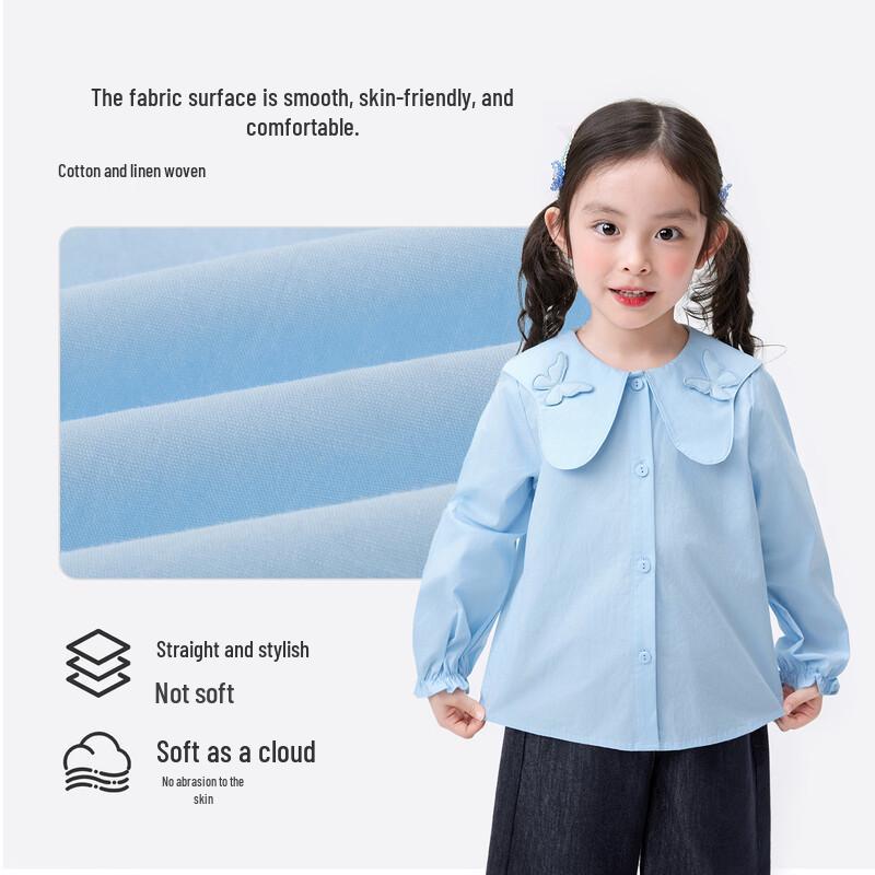 Girls' Pure Cotton 3D Bow Shirt