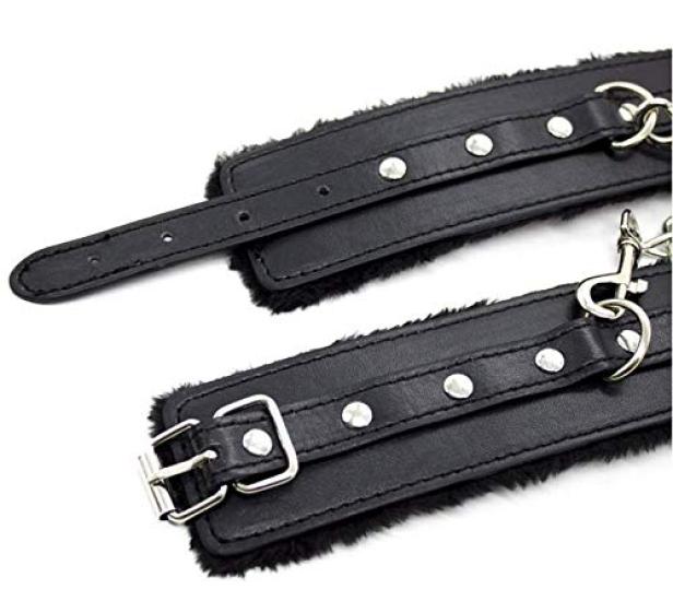 SM Restraint SM Flirting PU Leather Handcuffs Goods, Cosplay, Pre-owned Handcuffs, Cuffs, Toys, Handcuffs, Couples' Supplies, (Black)