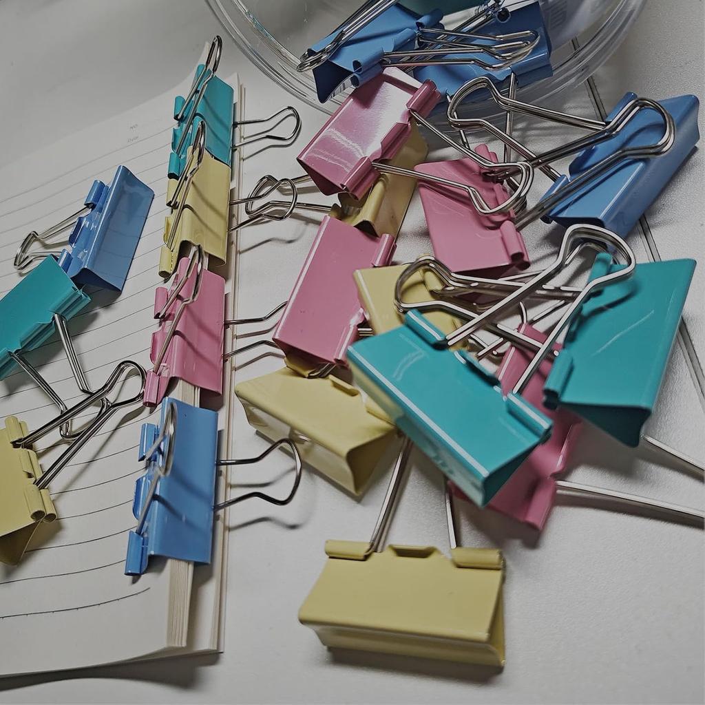 24pcs 32mm Office Stationery Color Long Tail Clip Metal Stainless Steel Document Multi-functional Color Long Tail Ticket Clip