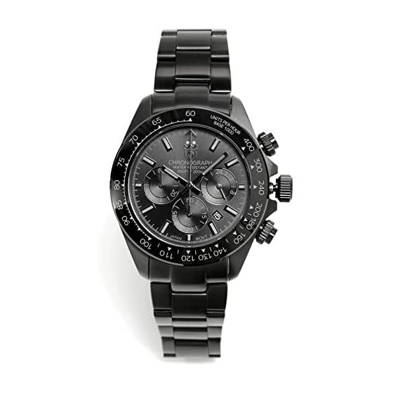 [HYAKUICHI 101] 11IP Hyakuichi Divers Chronograph Date Ceramic Bezel IP-BBB All Black