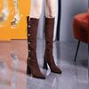 Vintage Winter Women Knee High Boots Fashion Pointed Toe High Heel Shoes Concise Long Botas De Mujer