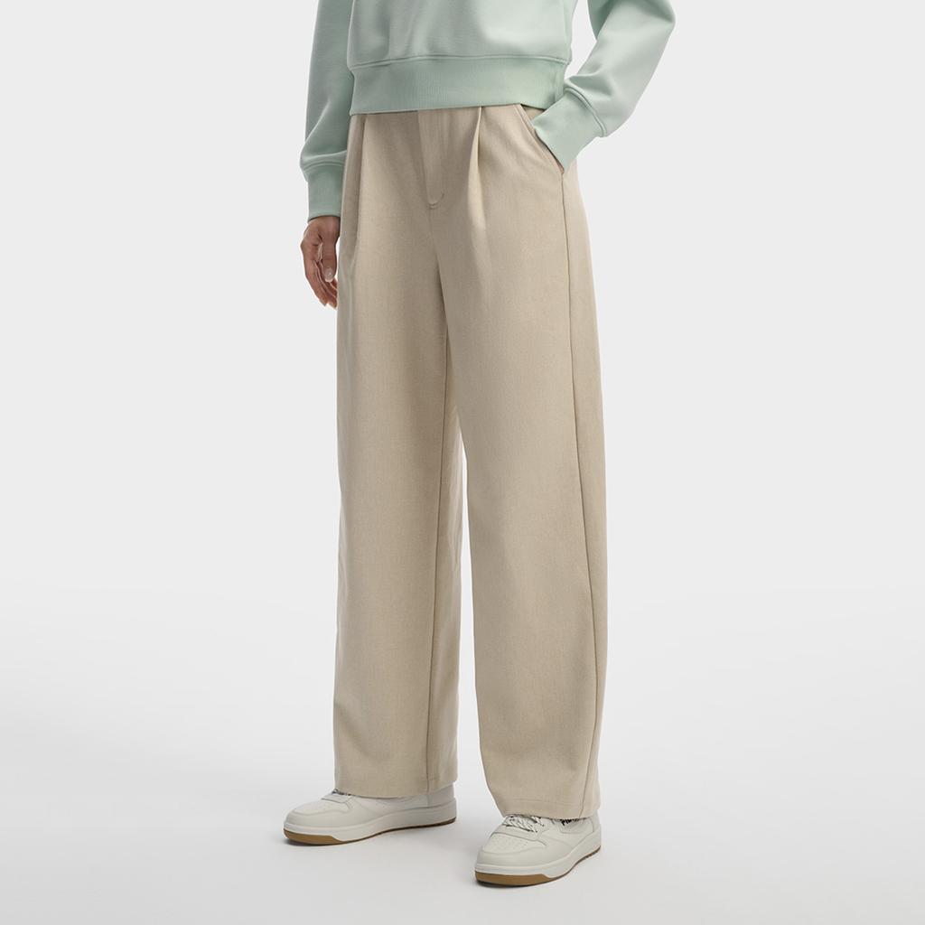 Fila White Classic Fashion Simple Relaxed Comfortable Versatile Straight Leg Woven Casual Pants Women Bottoms Cream F11W613802FBG