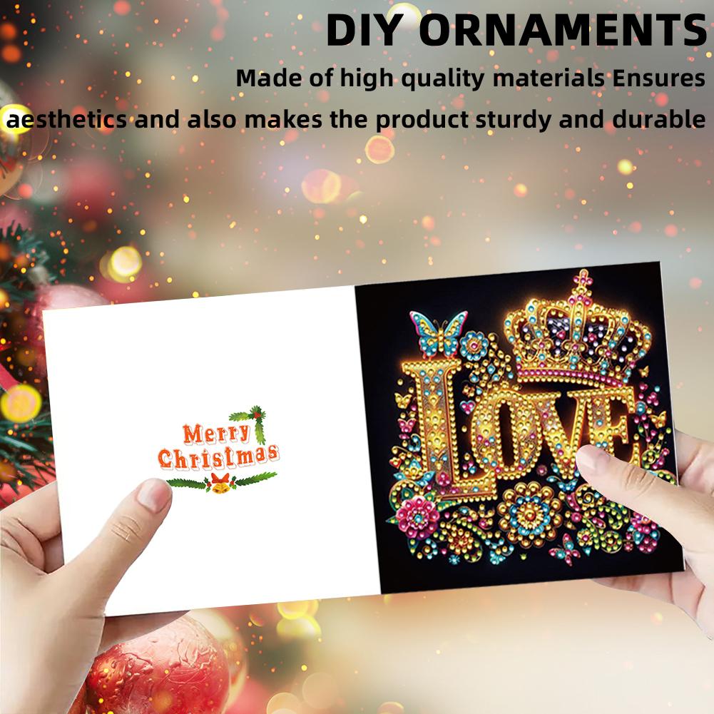 6pcs DIY Rhinestone Diamond Art Mosaic Postcards Xmas Theme Diamond Art Handmade Cards Creative Birthday & Thanksgiving Card Kit