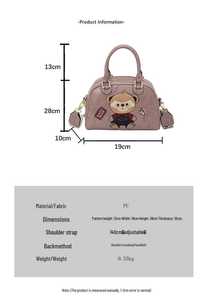 2026 Hello Kitty Bear Crossbody Handbag with Wide Shoulder Strap - Women's Cute Commuting Travel Bag