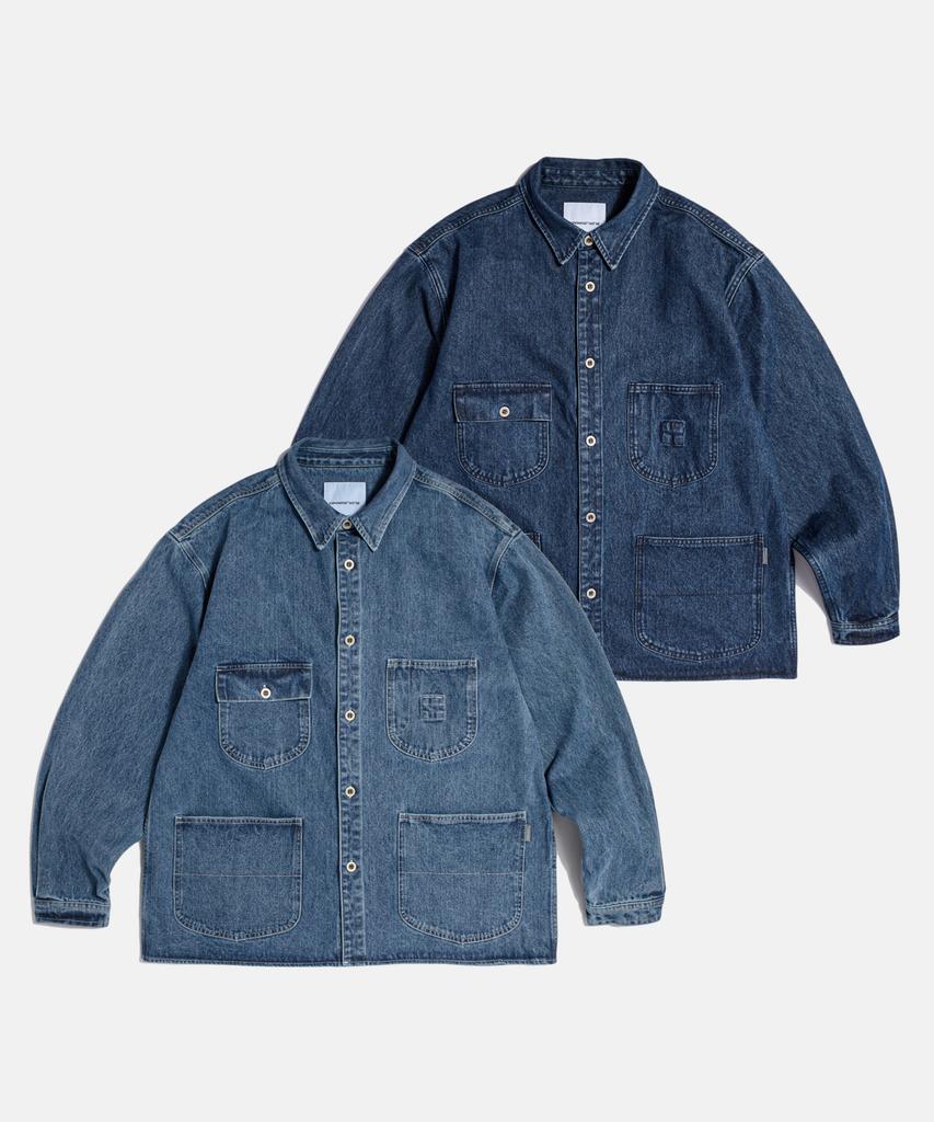 ESPIONAGE Denim Coverall Shirt Jacket Washed Indigo