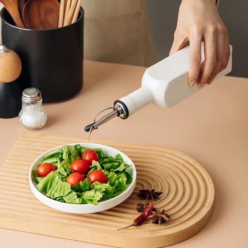 Oil Stickers Sauce Dispenser Bottle Oil Large Bottle and Vinegar Kitchen Funnel Dispenser Capacity Olive for Label Ceramic with